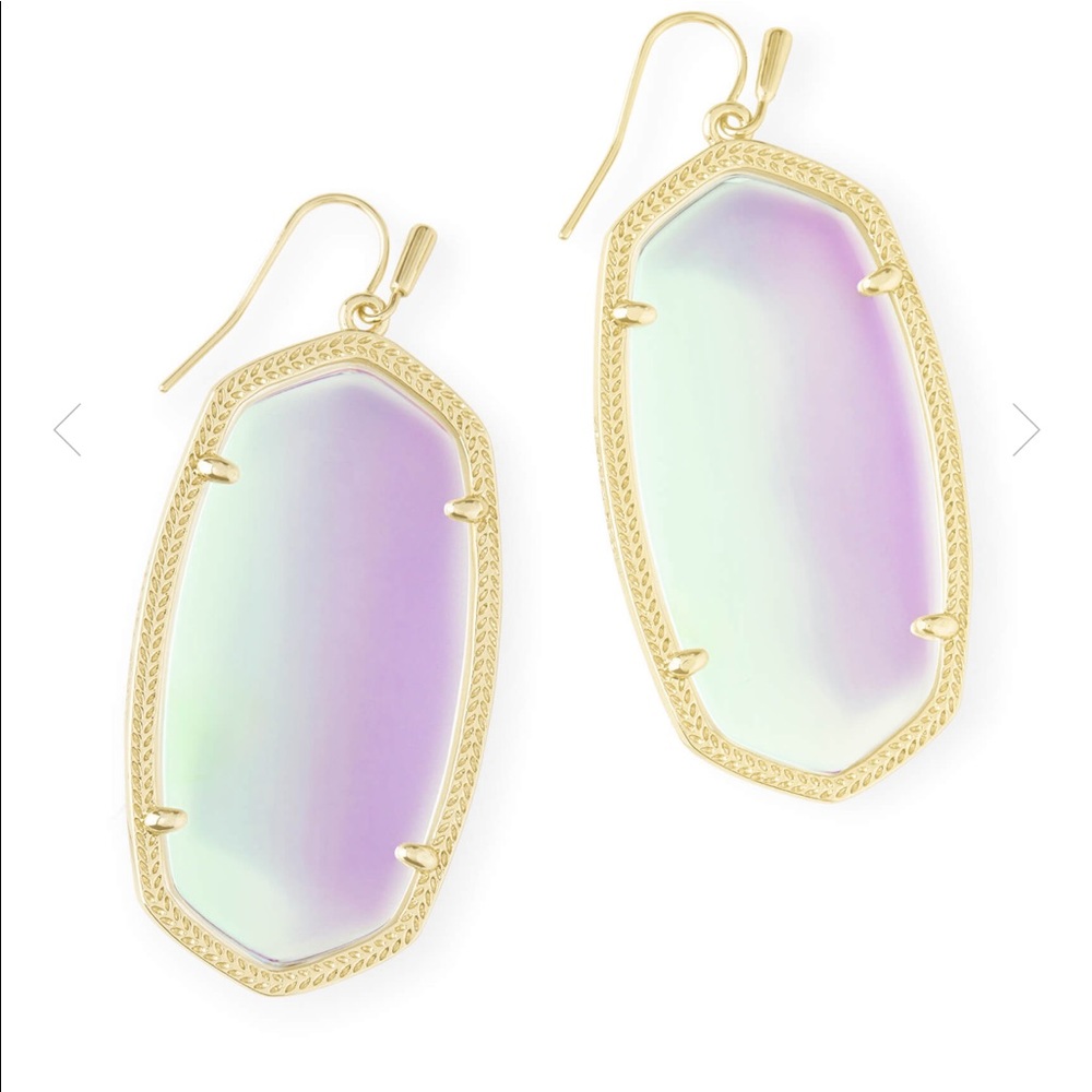 Danielle Gold Drop Earrings In Dichroic Glass